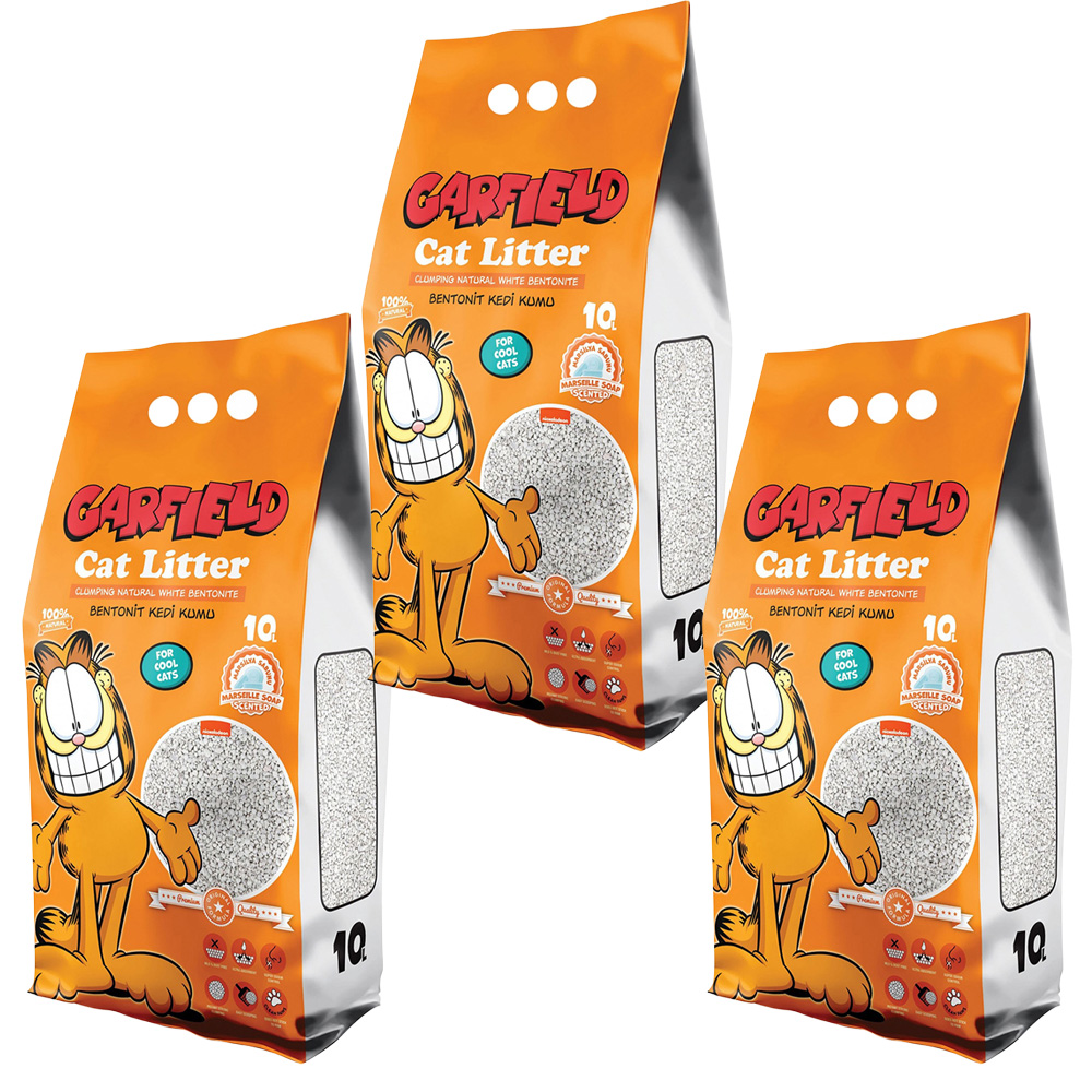 Garfield Żwirek Bentonitowy dla Kota Mydło Marsylskie 3x10L